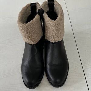 Style & Co Bettey Black Boots with Tan Shearling CuffStyle